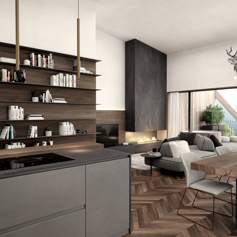rendering modern interior design architecture building