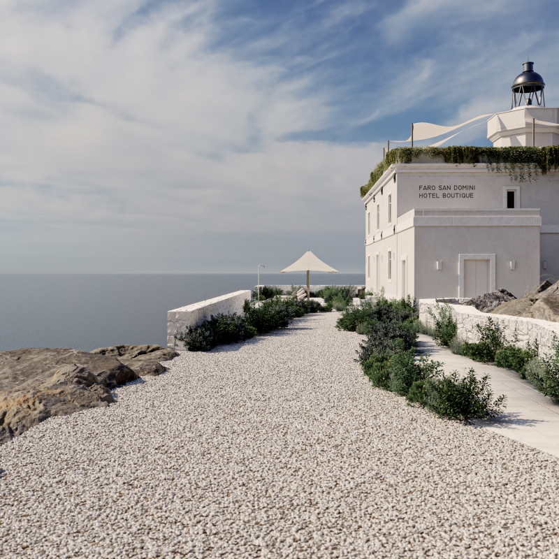 rendering faro light house interior design concorso isole tremiti faro san domini hotel boutique rendering