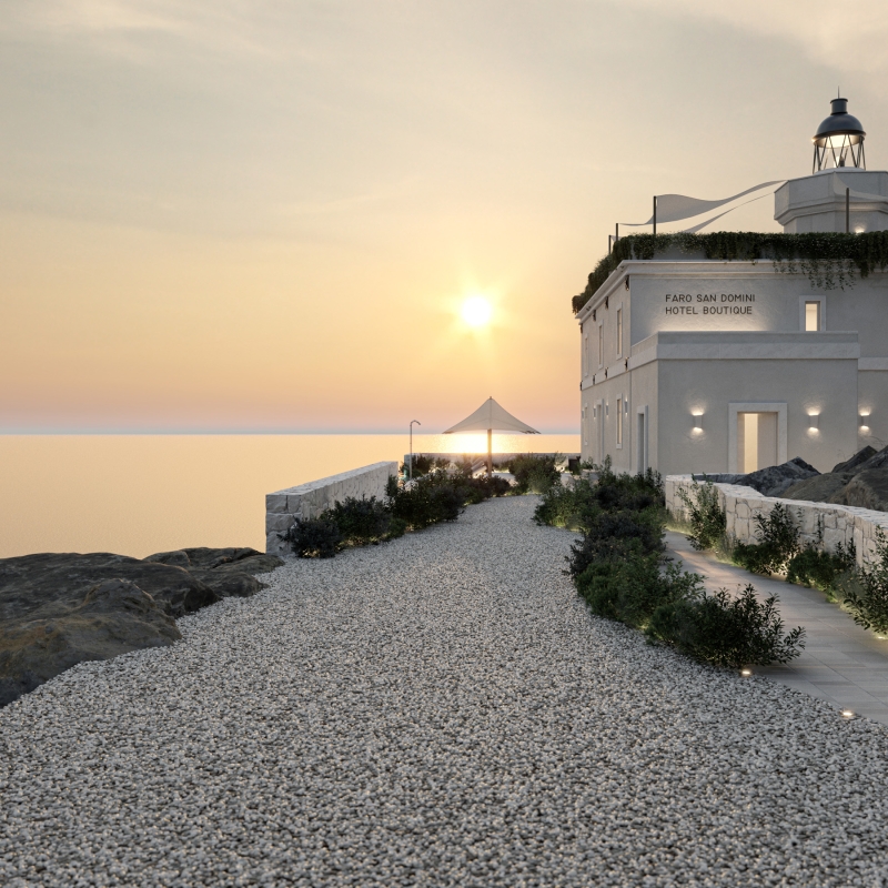 rendering faro light house interior design concorso isole tremiti faro san domini hotel boutique rendering