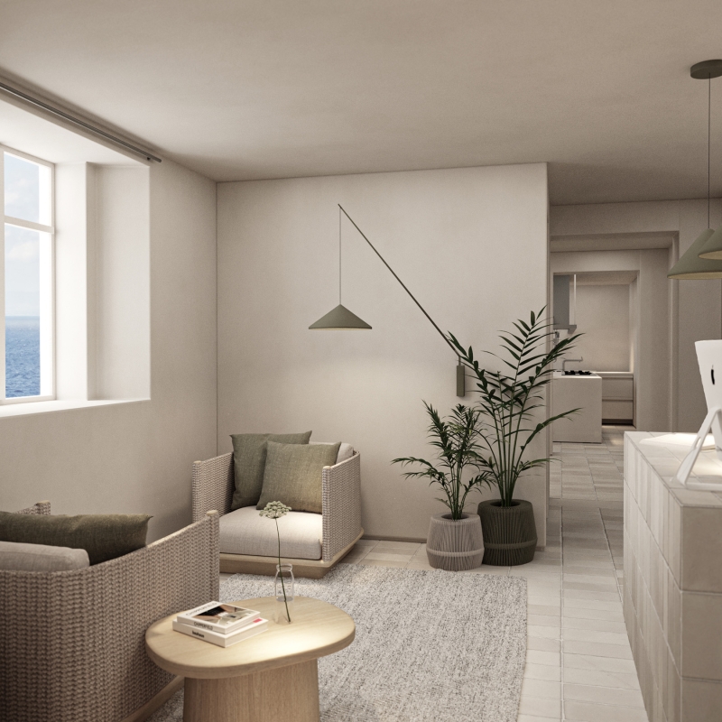 rendering faro light house interior design concorso isole tremiti faro san domini hotel boutique rendering